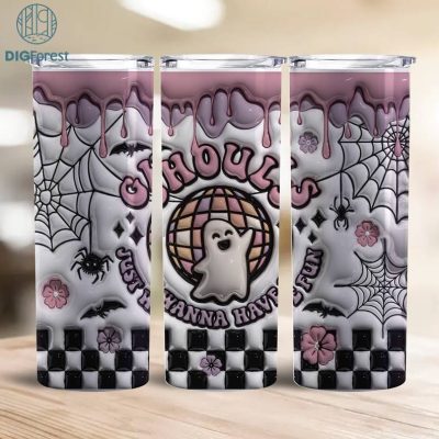 3D Inflated Spooky Ghouls Horror Character Halloween, Horror Halloween Tumbler Design Skinny Tumbler 20oz, Halloween Design