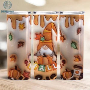 3D Inflated Puffy Fall Autumn Tumbler Wrap , Fall Autumn Tumbler Design Skinny Tumbler 20oz, Fall Design