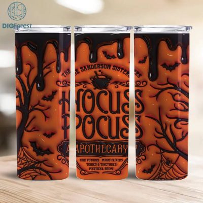 3D Inflated Puffy Hocus Pocus Tumbler Wrap Halloween, Horror Halloween Tumbler Design Skinny Tumbler 20oz, Halloween Design