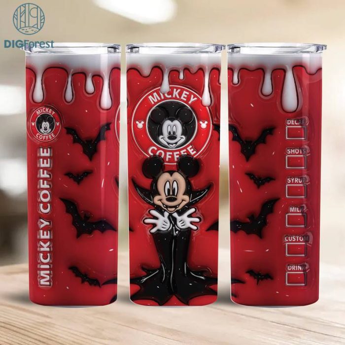 3D Inflated Puffy Disney Mickey Star Coffee Tumbler Wrap Halloween, Horror Halloween Tumbler Design Skinny Tumbler 20oz, Halloween Design