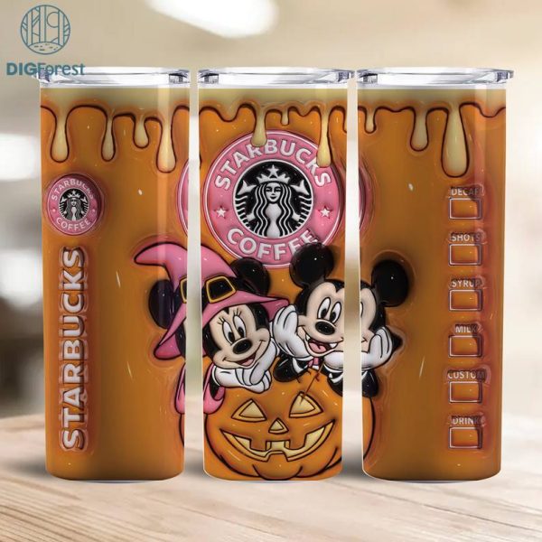 Disney 3D Inflated Puffy Mickey And Minnie Tumbler Wrap Halloween, Horror Halloween Tumbler Design Skinny Tumbler 20oz, Halloween Design