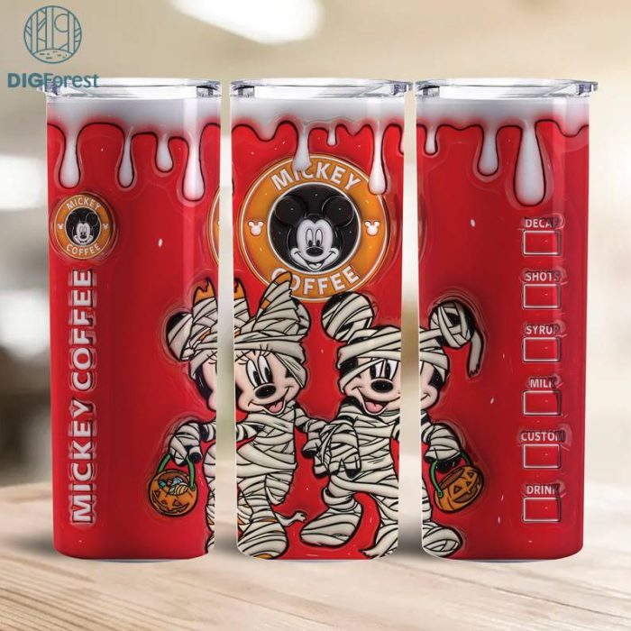 3D Inflated Puffy Disney Mickey And Minnie Tumbler Wrap Halloween, Horror Halloween Tumbler Design Skinny Tumbler 20oz, Halloween Design