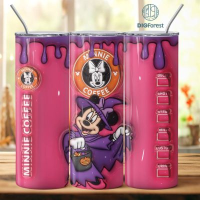 3D Inflated Puffy Disney Minnie Star Coffee Tumbler Wrap Halloween, Horror Halloween Tumbler Design Skinny Tumbler 20oz, Halloween Design