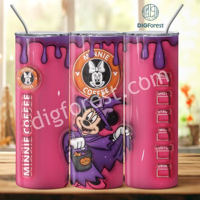 3D Inflated Puffy Disney Minnie Star Coffee Tumbler Wrap Halloween, Horror Halloween Tumbler Design Skinny Tumbler 20oz, Halloween Design