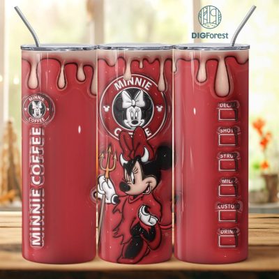 3D Inflated Puffy Disney Minnie Star Coffee Tumbler Wrap Halloween, Horror Halloween Tumbler Design Skinny Tumbler 20oz, Halloween Design 20oz Tumbler