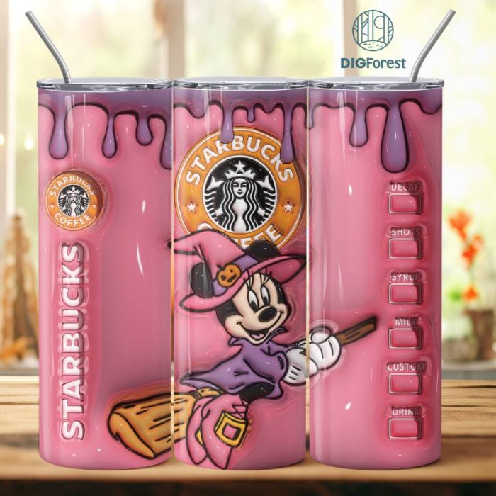 3D Inflated Puffy Disney Minnie Witch Tumbler Wrap Halloween, Halloween Design Coffee Tumbler 20oz Png, Horror Halloween Tumbler Design Skinny Tumbler 20oz,