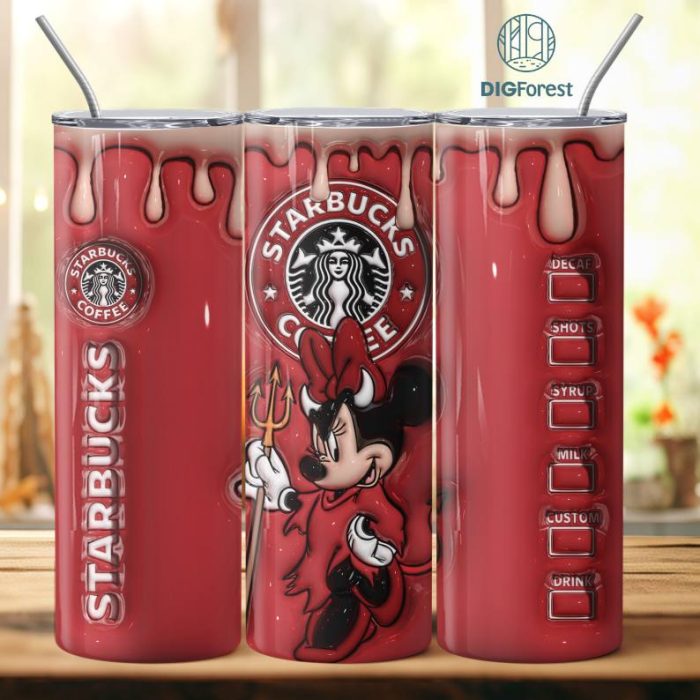 Disney 3D Inflated Puffy Minnie Star Coffee Tumbler Wrap Halloween, Horror Halloween Tumbler Design Skinny Tumbler 20oz, Halloween Design