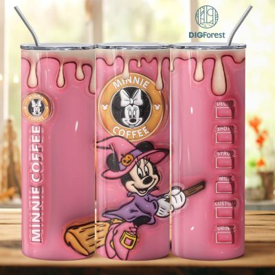 Disney 3D Inflated Puffy Minnie Star Coffee Tumbler Wrap Halloween, Horror Halloween Tumbler Design Skinny Tumbler 20oz, Halloween Design 20oz Tumbler
