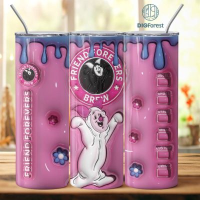 3D Inflated Puffy Disney Piglet Coffee Tumbler Wrap Halloween, Horror Halloween Tumbler Design Skinny Tumbler 20oz, Halloween Design