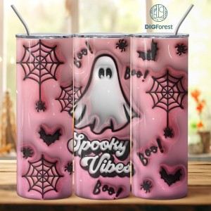 3D Inflated Puffy Spooky Vibes Tumbler Wrap Halloween, Horror Halloween Tumbler Design Skinny Tumbler 20oz, Halloween Design