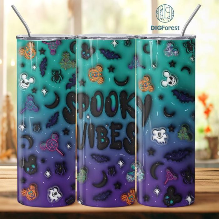 3D Inflated Spooky Vibes Disney Mickey Minnie Straight, Spooky Mickey Halloween Tumbler, Spooky Vibes Inflated, Spooky halloween, Spooky Mickey