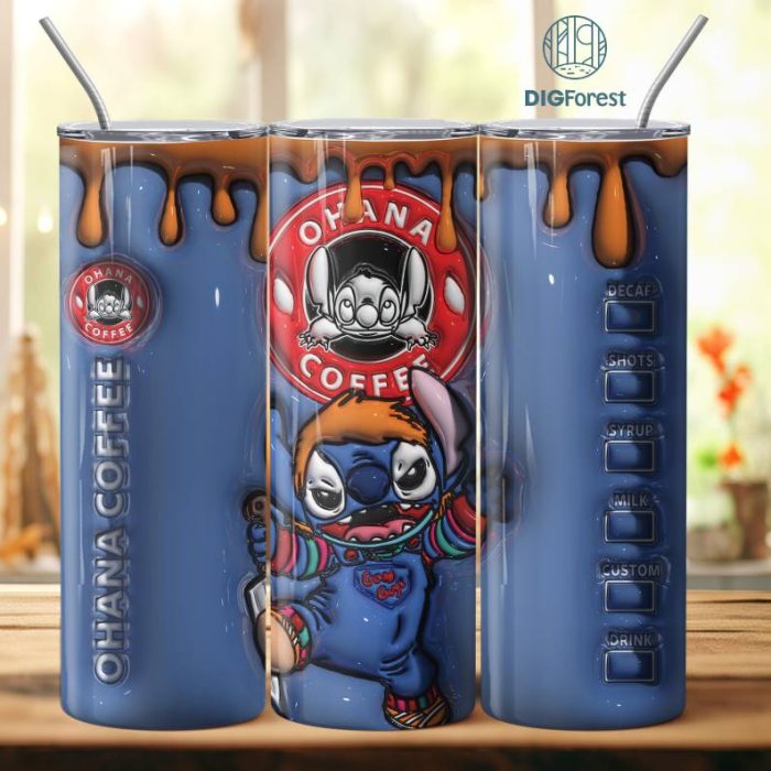 3D Inflated Puffy Disney Stitch Chucky Tumbler Wrap Halloween, Horror Halloween Tumbler Design Skinny Tumbler 20oz, Halloween Design