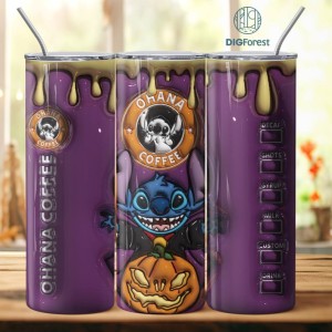 3D Inflated Puffy Disney Stitch Tumbler Wrap Halloween, Halloween Design, Horror Halloween Tumbler Design Skinny Tumbler 20oz
