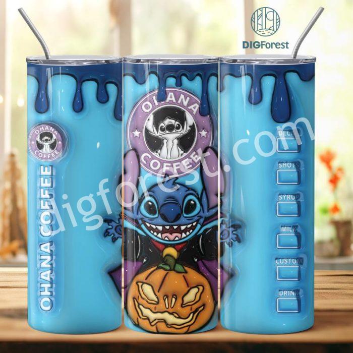 3D Inflated Puffy Stitch Star Coffee Tumbler Wrap Halloween, Disney Horror Halloween Tumbler Design Skinny Tumbler 20oz, Halloween Design