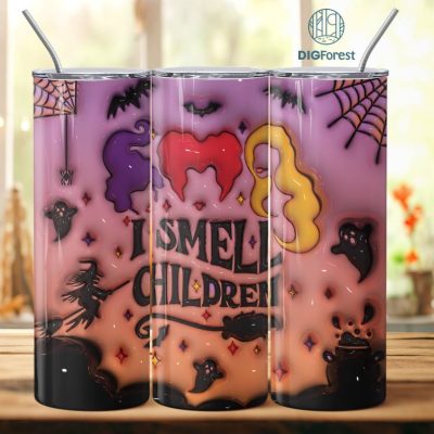 3D Inflated Puffy Hocus Pocus Smell Children Tumbler Wrap Halloween, Horror Halloween Tumbler Design Skinny Tumbler 20oz, Halloween Design