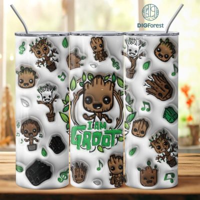 3D Inflated Puffy The Groot Tumbler Wrap Halloween, Horror Halloween Tumbler Design Skinny Tumbler 20oz, Halloween Design