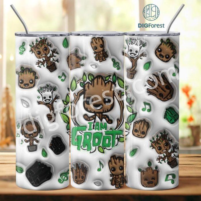 3D Inflated Puffy The Groot Tumbler Wrap Halloween, Horror Halloween Tumbler Design Skinny Tumbler 20oz, Halloween Design