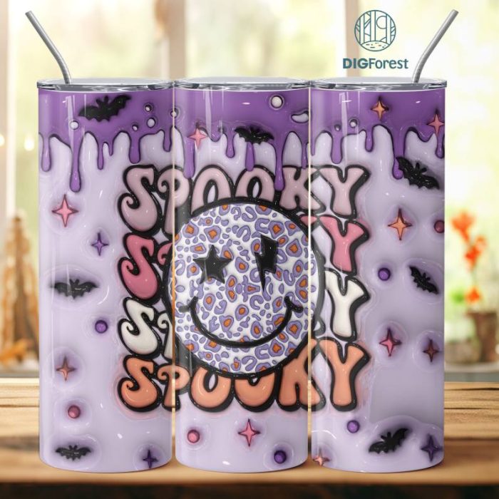 3D Inflated Puffy Spooky Face Tumbler Wrap Halloween, Horror Halloween Tumbler Design Skinny Tumbler 20oz, Halloween Design