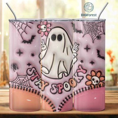 3D Inflated Puffy Stay Spooky Tumbler Wrap Halloween, Horror Halloween Tumbler Design Skinny Tumbler 20oz, Halloween Design
