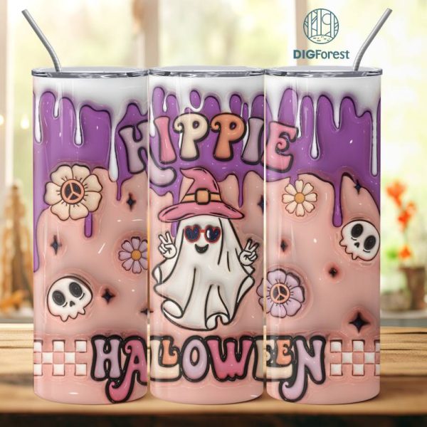 3D Inflated Puffy Spooky Hippie Tumbler Wrap Halloween, Horror Halloween Tumbler Design Skinny Tumbler 20oz, Halloween Design