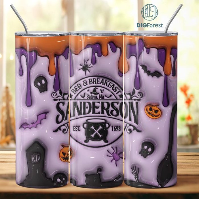 3D Inflated Puffy Hocus Pocus Tumbler Wrap Halloween, Horror Halloween Tumbler Design Skinny Tumbler 20oz, Halloween Design Bed & Breskfast