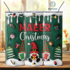 3D Inflated Puffy Maeer Christmas Tumbler Wrap, Grinchmas Tumbler Design Skinny Tumbler 20oz, Christmas Design