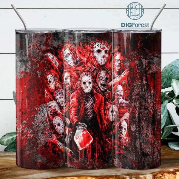 Horror Movies 20 Oz Skinny Tumbler Sublimation Design, Halloween Tumbler Straight And Tapered Wrap Png,Instant Digital Download PNG