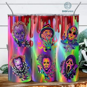 Horror movie characters icons art film halloween Png, Tumbler wrap designs Friends digital download, clip art, sublimation, wraps