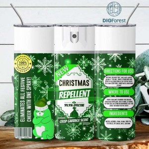 Digital Christmas Be Gone Spray Bottle 20oz Tumbler Wrap 20oz - PNG Sublimation 300 dpi Funny Xmas Tumbler Wrap