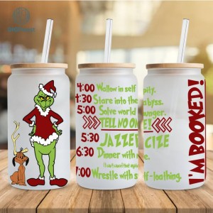 Merry Grinchmas 16oz Libbey Glass Can Wrap Design Sublimation File | The Grinch Coffee Tumbler Wrap PNG | Grinch My Day Glass Can Wrap