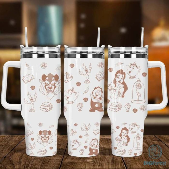 Disney Beauty and the Beast 40oz 2 piece Tumbler Wrap, 40oz Sublimation Design, Seamless 40oz Tumbler Wrap, Sublimation Downloads PNG