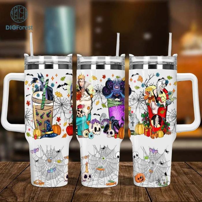 Disney Retro latte Halloween 40oz Quencher Tumbler Wrap Png, Bad Witches Club Sublimation Design, Halloween 40oz Tumbler Png, 40 oz Tumbler Png