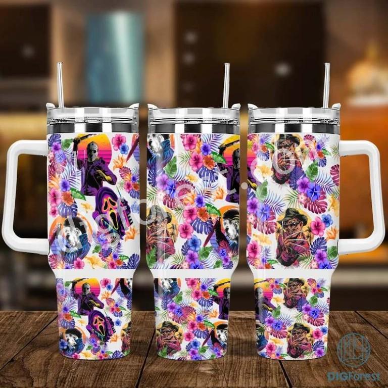 Halloween Horror 40oz Quencher Tumbler Wrap Sublimation Design, Friends ...