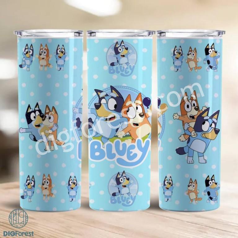 20oz Skinny Tumbler Bluey And Bingo Sublimation PNG, Blue Dog Tumbler ...