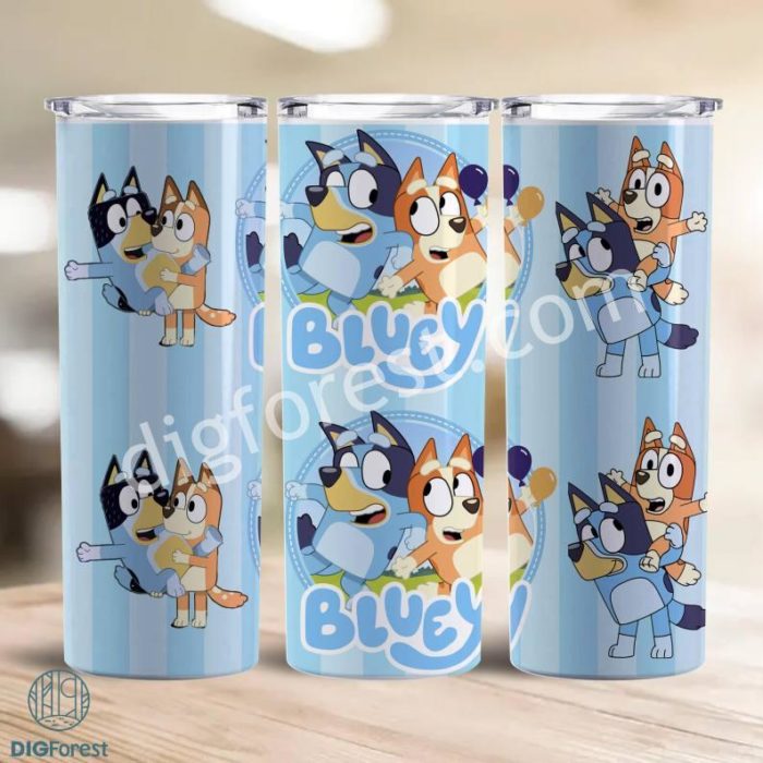 20oz Skinny Tumbler Bluey And Bingo Sublimation Png, Bluey Dog Tumbler Wrap Png, 20oz Skinny Tumbler Wrap, 20oz Tumbler Png Sublimation Design, Digital Designs Template File