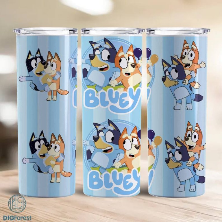 20oz Skinny Tumbler Bluey And Bingo Sublimation Png, Bluey Dog Tumbler ...