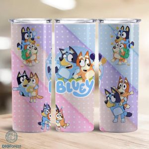 Cartoons Characters 20oz Skinny Tumbler Png, Bluey Tumbler Wrap Png ...