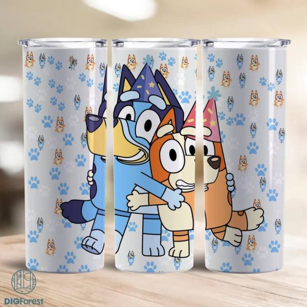 20oz Bluey Dog Skinny Tumbler Wrap, 20oz Tumbler Png Sublimation Design, Tumbler Bluey And Bingo Sublimation Png, Bluey Dog Tumbler Wrap Png, Digital Designs Template File