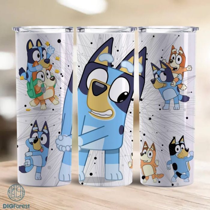 Cartoons Characters Skinny Tumbler 20oz, Bluey Tumbler Wrap Png, 20oz Skinny Tumbler Wrap, 20oz Tumbler Png Sublimation Design, Digital Designs Template File