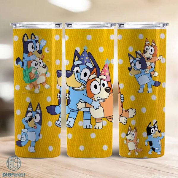 Bluey And Bingo Tumbler Wrap Design Yellow, 20oz Skinny Tumbler Wrap ...