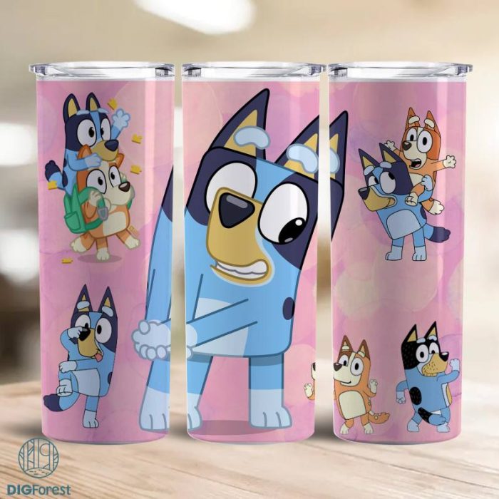 Bluey Tumbler Wrap Png Sublimation Png, Bluey Bingo 20oz Skinny Tumbler Wrap, Digital Designs Template File, 20oz Bluey Bingo Tumbler Sublimation Design