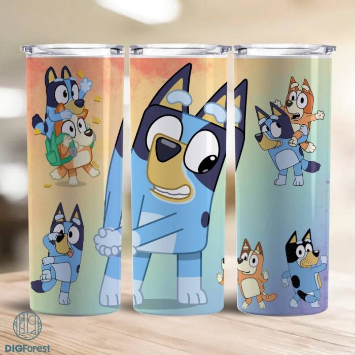 Bluey And Bingo Tumbler Wrap Png, 20oz Bluey Skinny Tumbler Wrap Design, 20oz Tumbler Png Sublimation , Digital Designs Template File