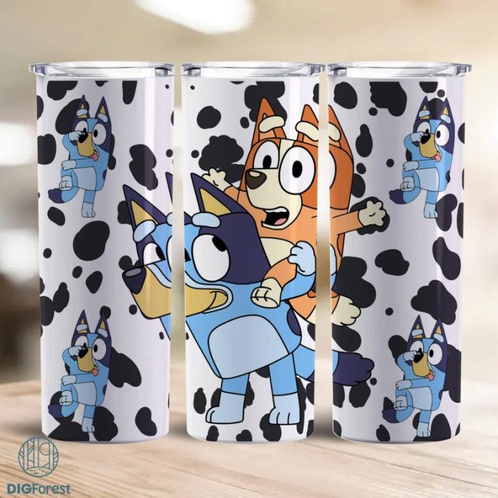 Bluey Bingo 20oz Skinny Tumbler Wrap, Bluey Tumbler Wrap Png Sublimation Png, Digital Designs Template File, 20oz Bluey Bingo Tumbler Sublimation Design