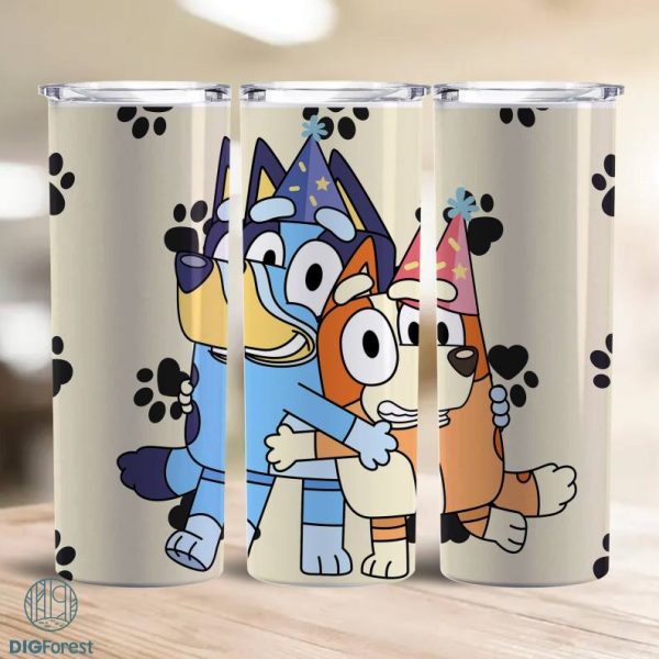 Cartoons Characters 20oz Skinny Tumbler, Bluey Tumbler Wrap Png, 20oz ...