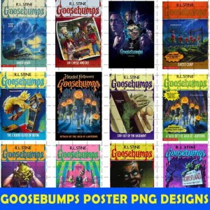 Poster Goosebumps Bundle Digital Png Files, RL Stine Goosebumps, Retro Halloween Png, Horror Movie Png, Spooky Season, Instant Download