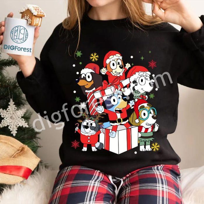 Bluey Christmas Shirt | Blue Dog Holiday Sublimation | Family Christmas Shirt Png | Bluey Christmas Sublimation Design | Digital Download