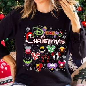 Disney Mickey Villains Ornaments Christmas Shirt, Disneyland Christmas PNG, Mickey Ear Xmas Shirt, mickey's very merry christmas party 2023