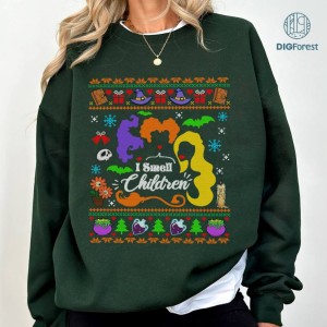 Hocus Pocus Ugly Christmas Png, Sanderson Sisters Christmas Shirt, I Smell Children Png, Witch Christmas Png, Hocus Pocus 2 Shirt, Digital Download