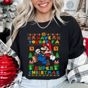 Super Mario Bros Ugly Christmas PNG, Vintage Super Mario Christmas Sweatshirt, Christmas Gamer Shirt, Video Game Christmas Shirt