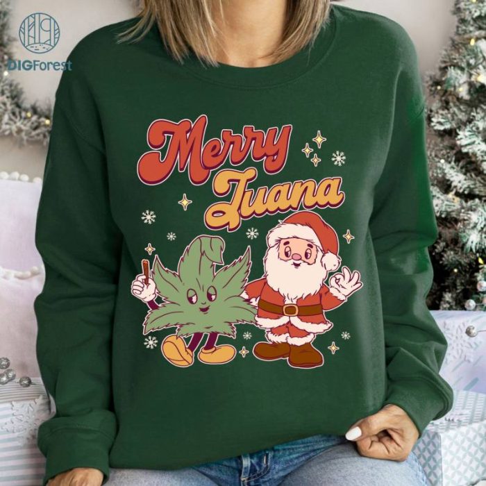 Santa Claus Christmas PNG | Funny Weed PNG | Merry Christmas Sweatshirt | Cannabis Christmas Shirt | Weed Leaf Shirt